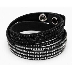 Swarovski Slake Wrap Bracelet Black Clear Crystal Austria Retired NWOT Jewelry
